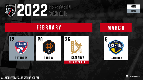 SAN ANTONIO FC ANNOUNCES 2022 PRESEASON SCHEDULE - San Antonio FC